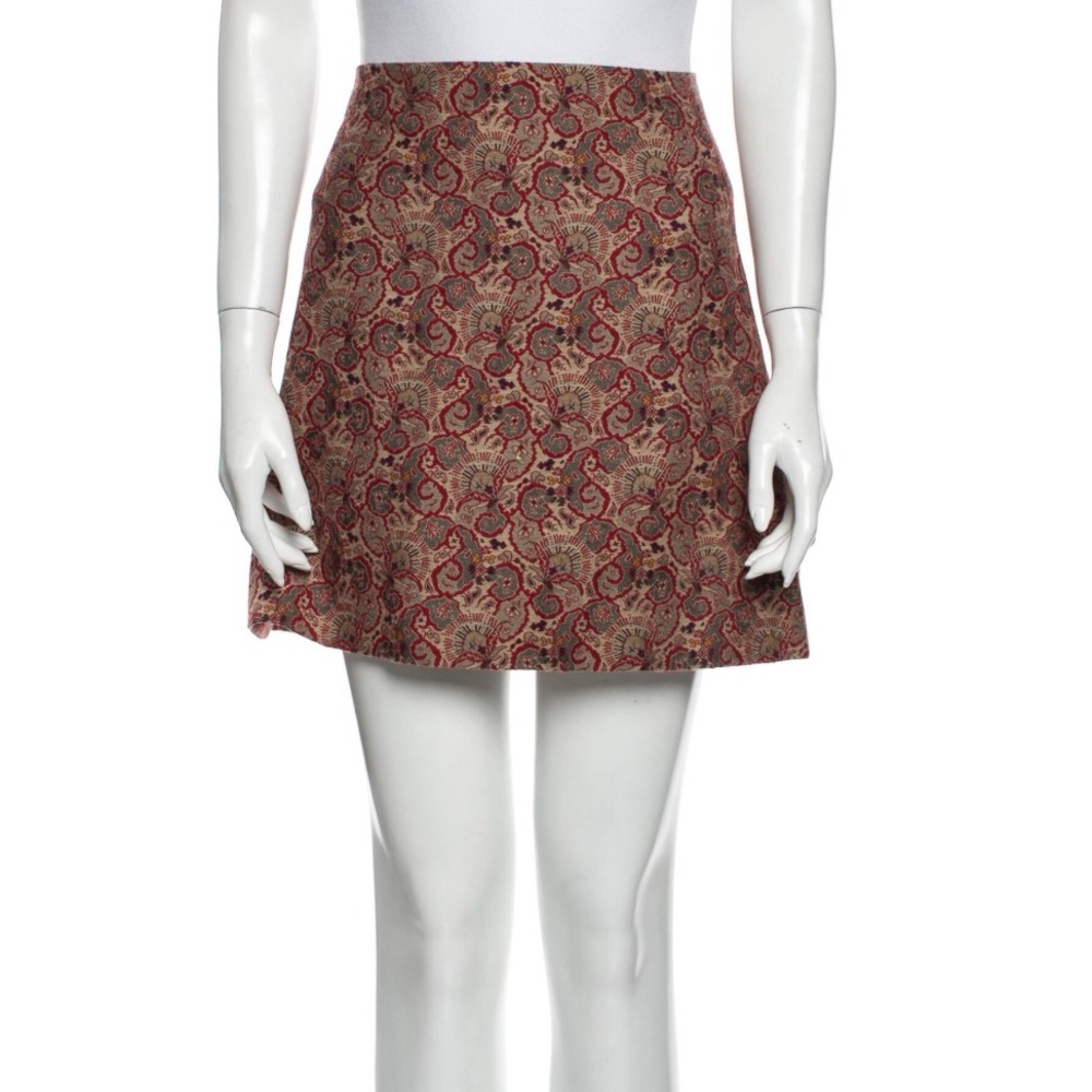 Tory Burch Red and Brown Paisley-like Mini Skirt